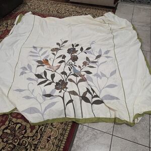 Floral Bird Duvet Cover - Cream and Green